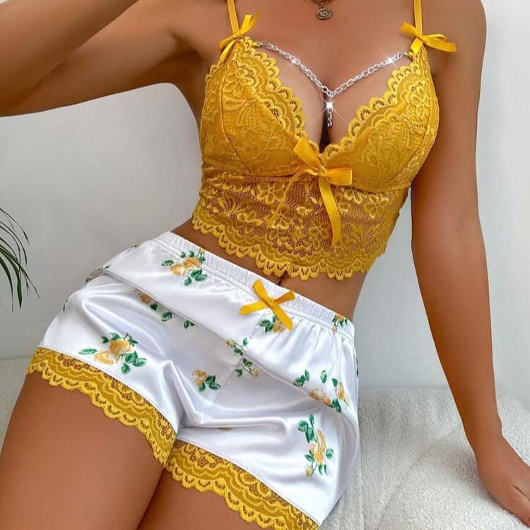 Cross-border Europe/America Fall/Winter Sexy Lace Temptation Lingerie Sleepwear Casual Bra Shorts Homewear