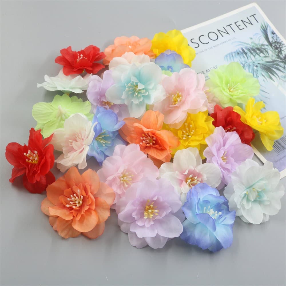 Peach blossom fake flower diy hairpin headdress material props to make tree flower head wedding decoration photography
