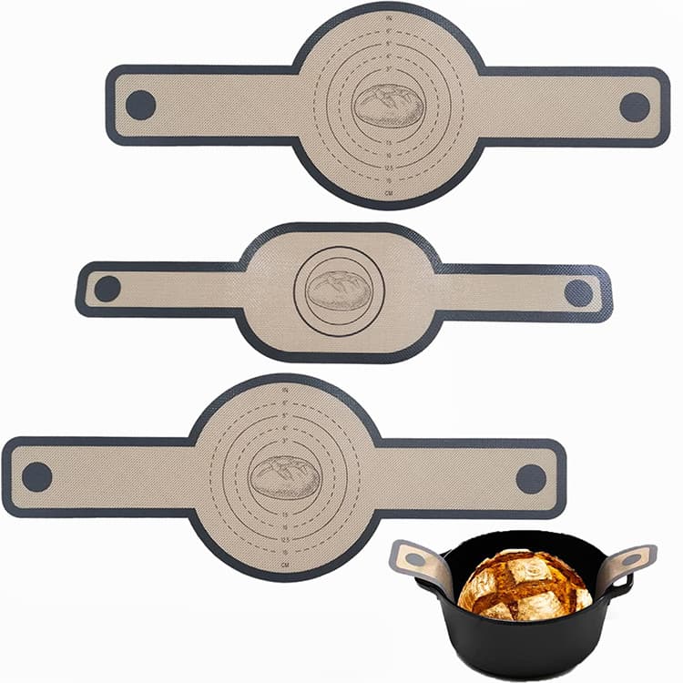 European-style silicone baking mat, round and oval, double-eared baking mat, baking tool with straps and long handle
