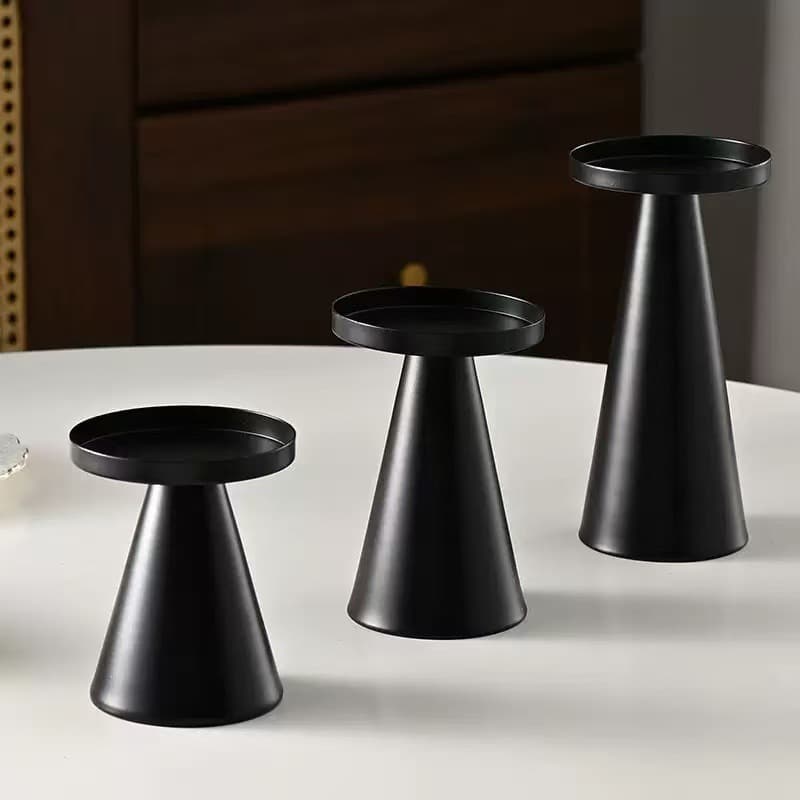 Iron Art Simple Candle Holder Black Decorative Ornament Christmas Column Candle Holder