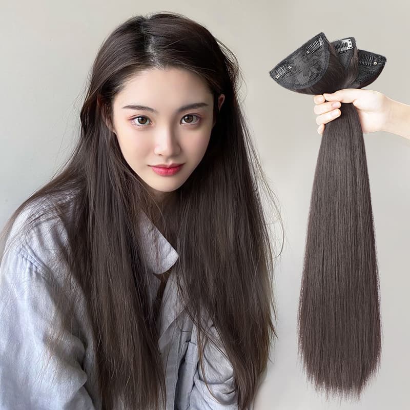 Factory Wholesale Hair Toppers for Women One-Piece Three-Pack Long Straight Hair Volume Booster Clip-In Hair Extensions