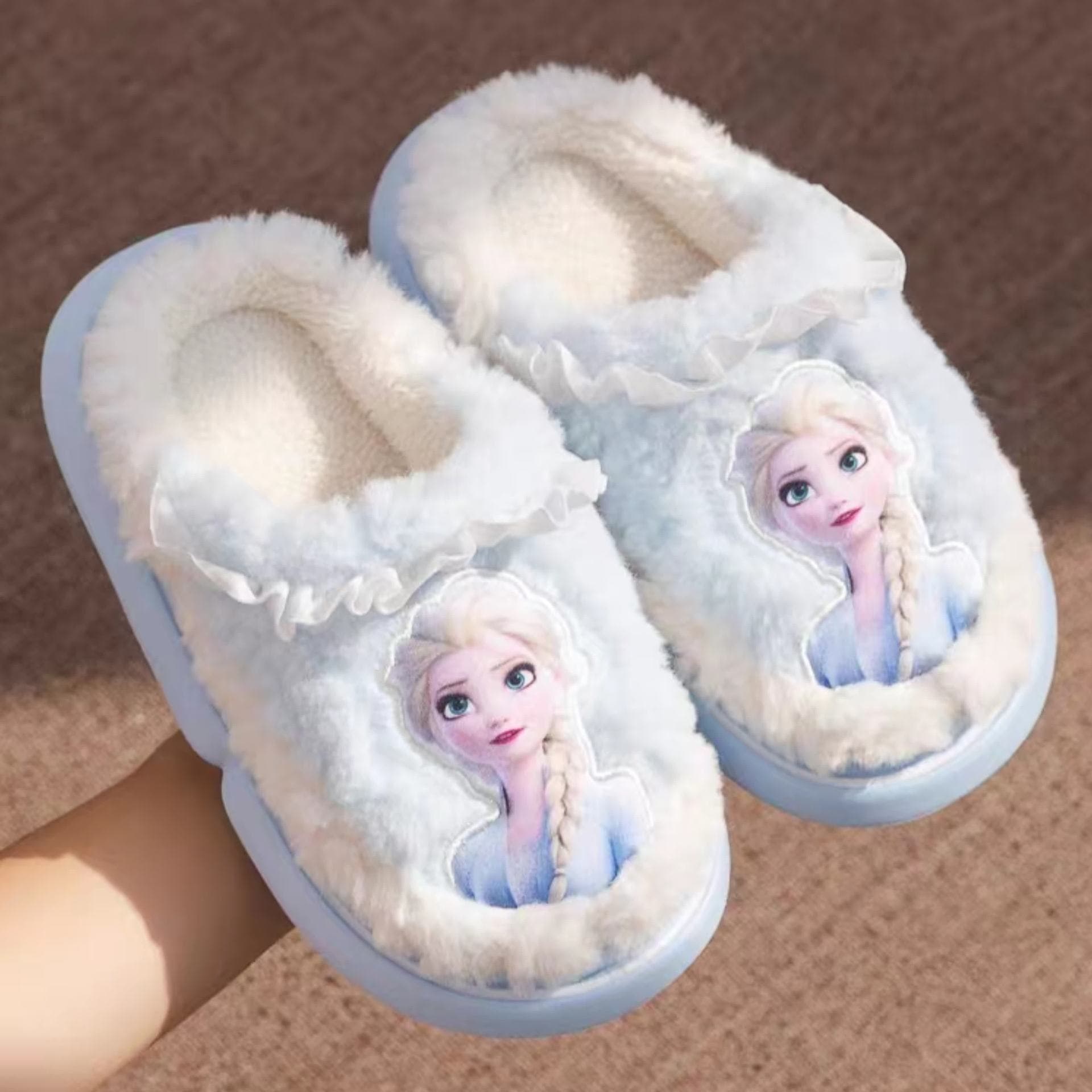 Frozen Elsa Princess Girls' Cotton Slippers, Casual Home Wear, Non-slip Soft Sole Cotton Slippers Wholesale