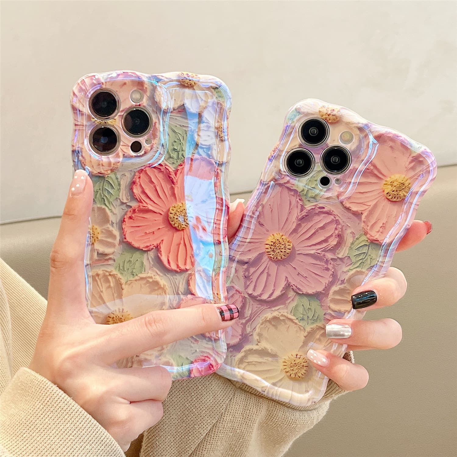 Oil Painting Flowers Case for iPhone 13 Pro Max, Apple 14 Women 12 Pro Silicone 11 Shockproof Blue Light