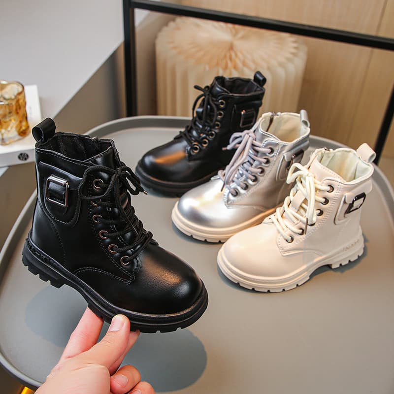 Girls' Boots 2023 Spring and Autumn New Fashion Children's Boots Winter Velvet Soft-Soled Short Boots Boys' Boots