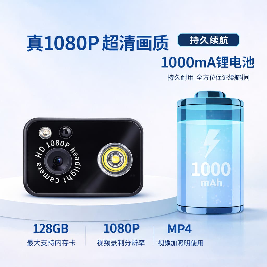 Outdoor Cycling Head-Mounted Camera Mini Patrol Recorder with Light CTC No-Network Portable Camera