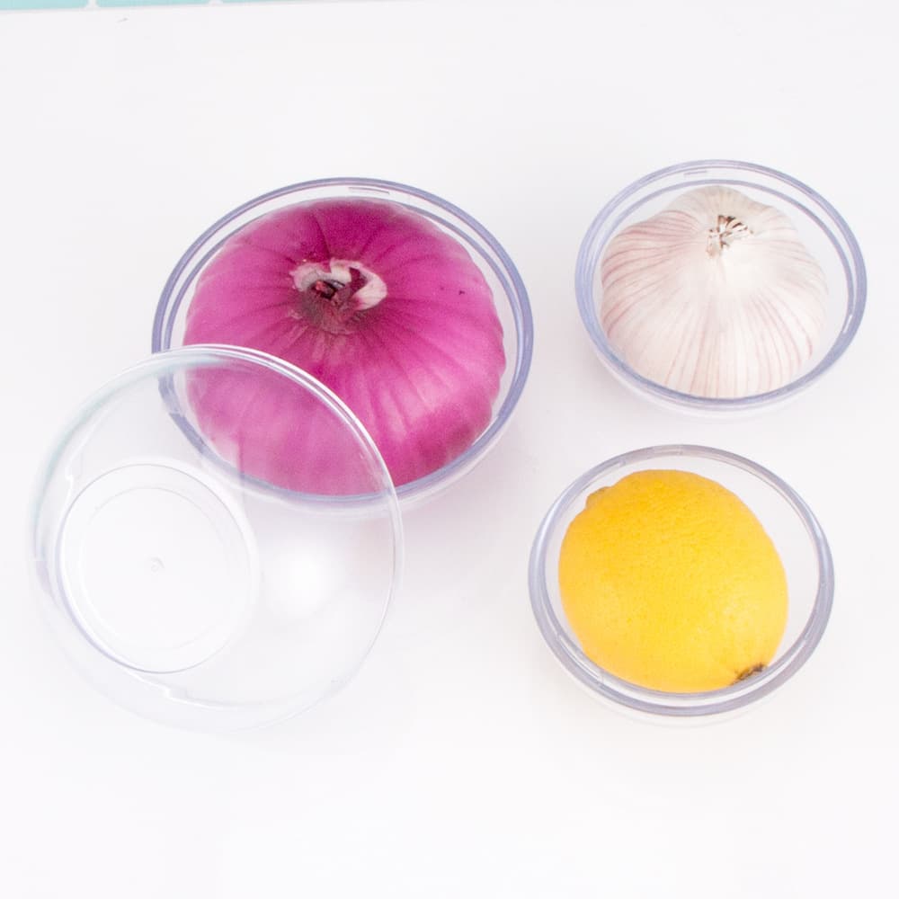 2pcs Anti-Drop PC Transparent Onion Storage Box Set for Refrigerator, Two-Piece Onion and Garlic Fresh-Keeping Ball to Prevent Odor Mixing