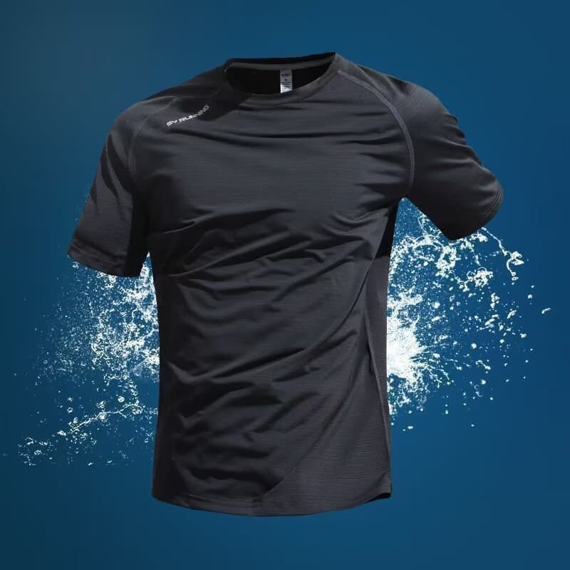 Short-Sleeved T-Shirt for Men, Ice Silk Quick-Drying Breathable Half-Sleeved 2026 Summer New Gym Running T-Shirt Top Gray
