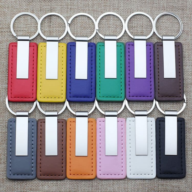 Cross-border Metal Car Leather Keychain Custom Business Personalized Genuine Leather Keyring Gift Small Pendant