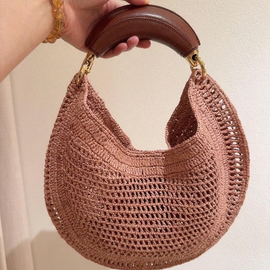 Cross-Border Handmade Woven Women's Bag, Beach Vacation Style Hand-Held Beach Bag, Fashionable Large-Capacity Straw Woven Handbag and Shoulder Bag