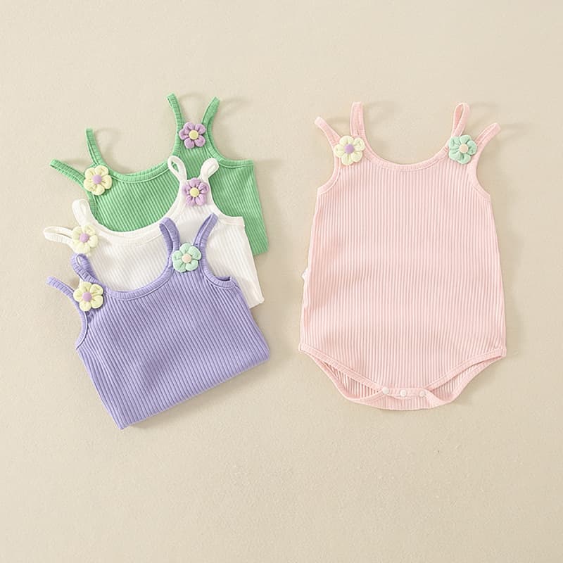 Baby Summer Romper for Girls, Strap Bodysuit, Cotton Vest Onesie, Summer Baby Wear