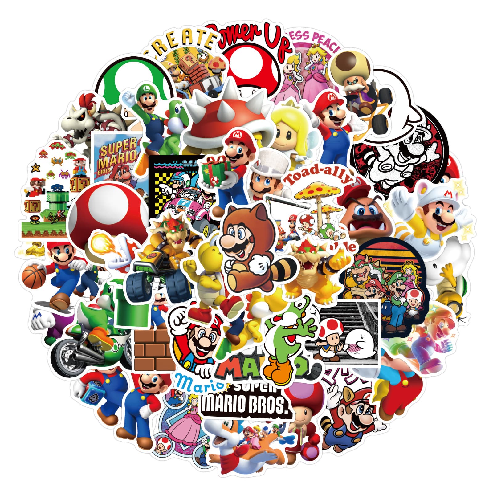 Mario Super Mario Graffiti Stickers DIY Waterproof for Water Cups And Computers Cute Style Printed And Glued by Adhesive