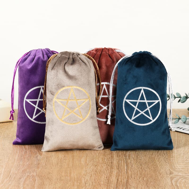 Custom velvet/plush velvet jewelry drawstring pouches, silver/gold printed velvet storage bags