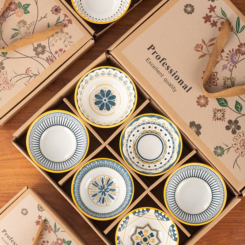 Cross-border Nordic style ceramic tableware set bowls ceramic bowl gifts real estate company souvenirs can be customized LOGO