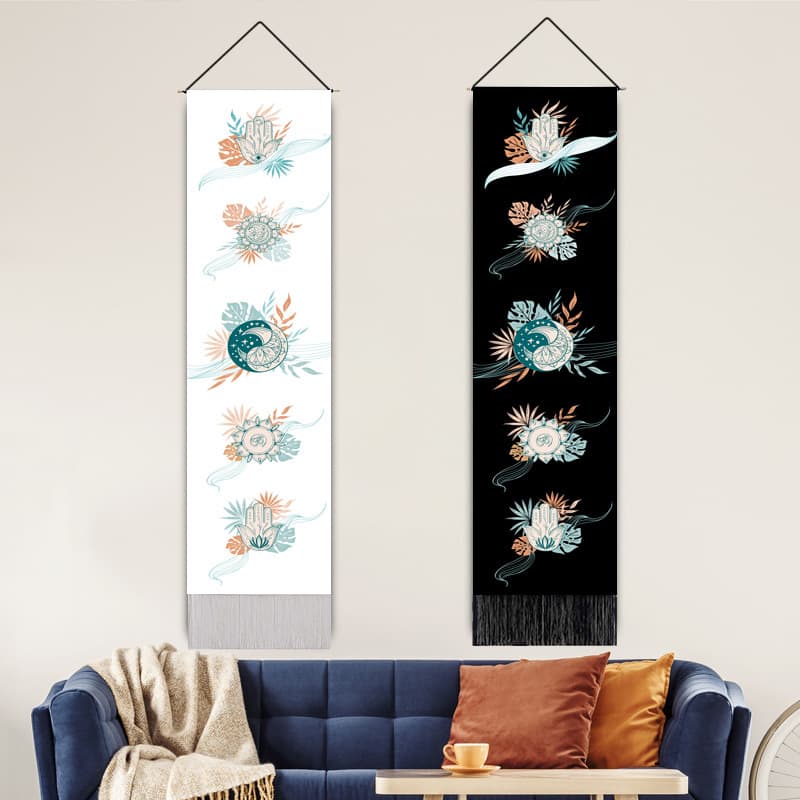Cross-border Hanging Painting Yoga Moon Series Black and White Print Decorative Home Decoration Living Room Scroll Painting