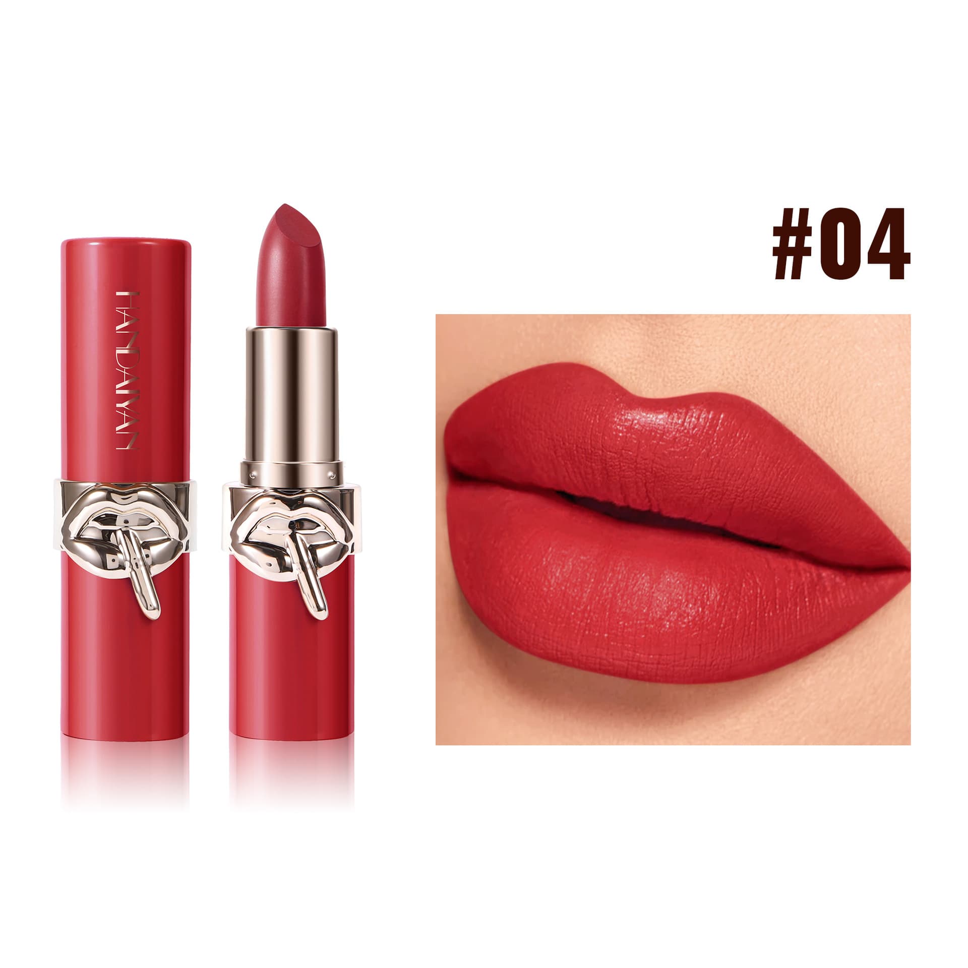 HANDAIYAN Velvet Matte Lipstick 6 Colors, Waterproof, Long-Lasting, Non-Stick Cup, Cross-Border Matte Finish