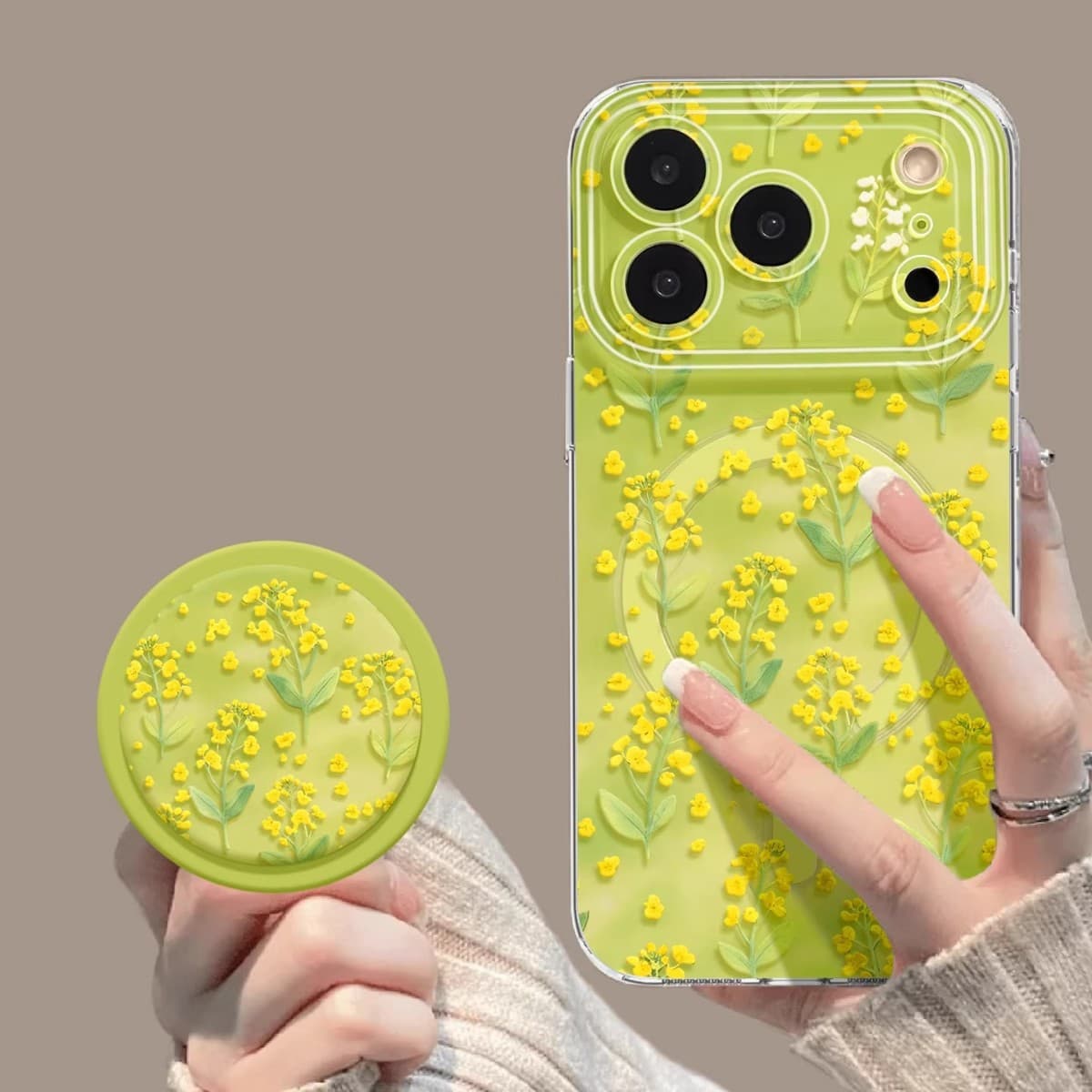 Rapeseed flower mobile phone case suitable for iPhone17 Apple 16promax spring 15 fresh 14 magnetic 13 new style cover