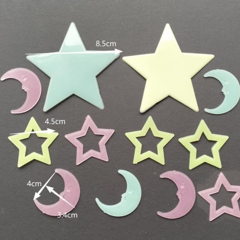 Factory Direct Star Moon Animal Glow-in-the-Dark Sticker Cross-border Fluorescent Window Sticker Universe Starry Sky Christmas Luminous Refrigerator Magnet
