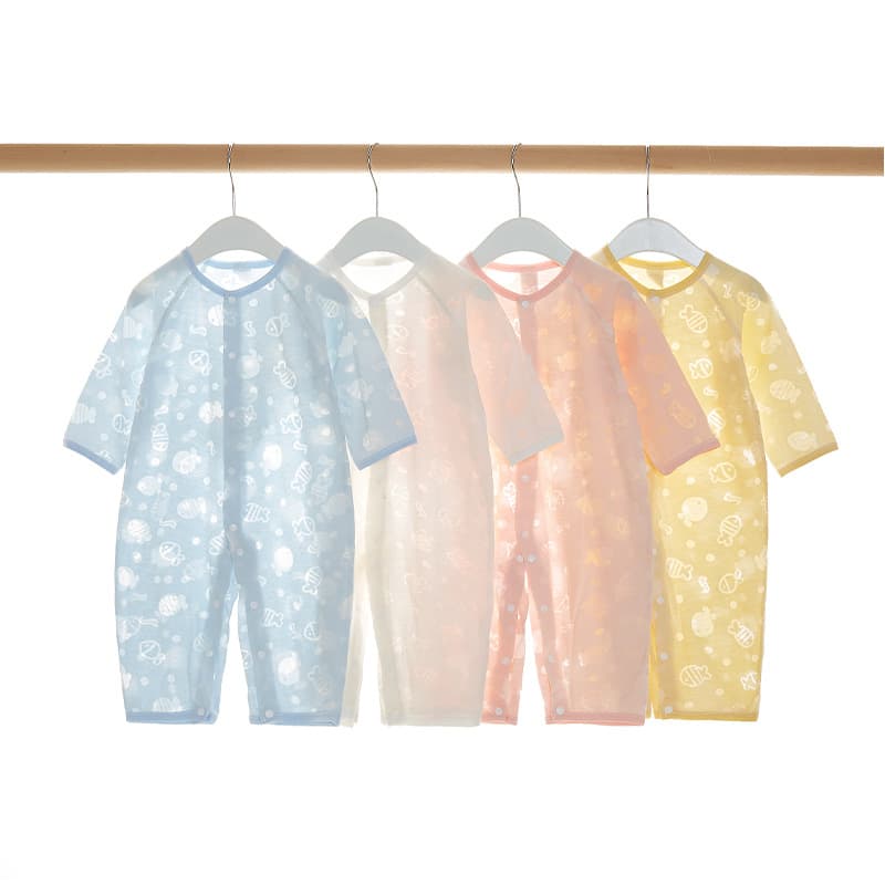 Baby Romper Summer Thin Seamless Long-Sleeve Bodysuit Newborn Air Conditioning Wear Sleepwear Unisex Crawling Suit Soft