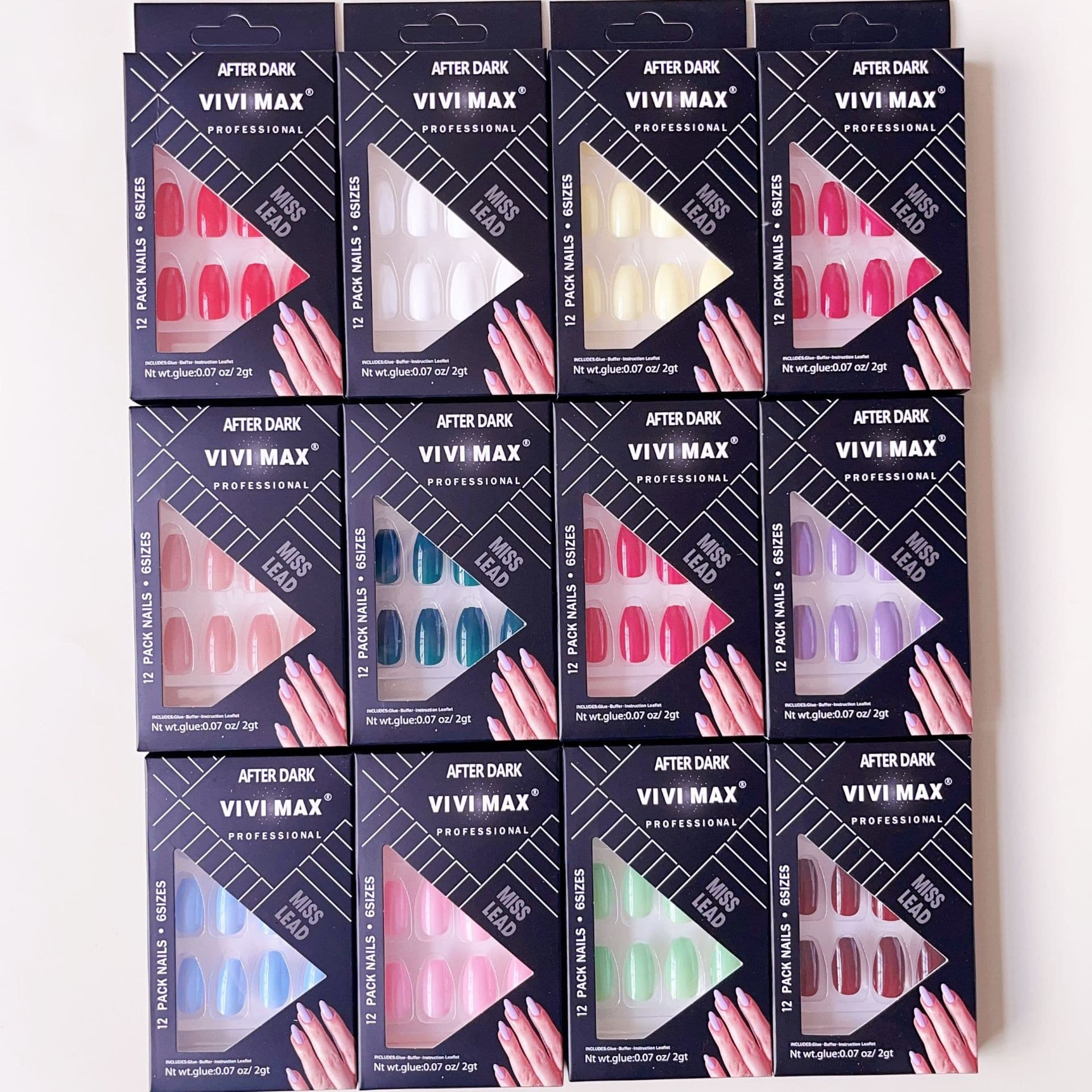 Multi-color solid color glossy short ballet boxed wear nails South America multi-color mixed foreign trade wholesale 12 pieces of fake nails