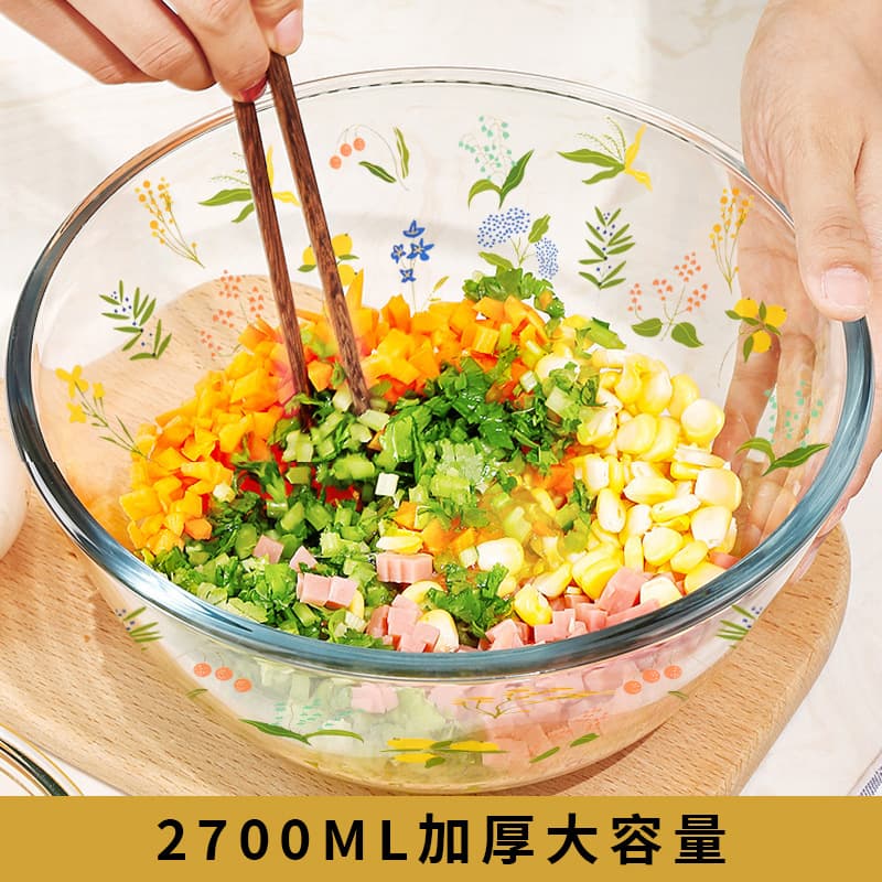 Glass bowls and basins household large salad bowl large bowl soup bowl kneading basin food baking extra large