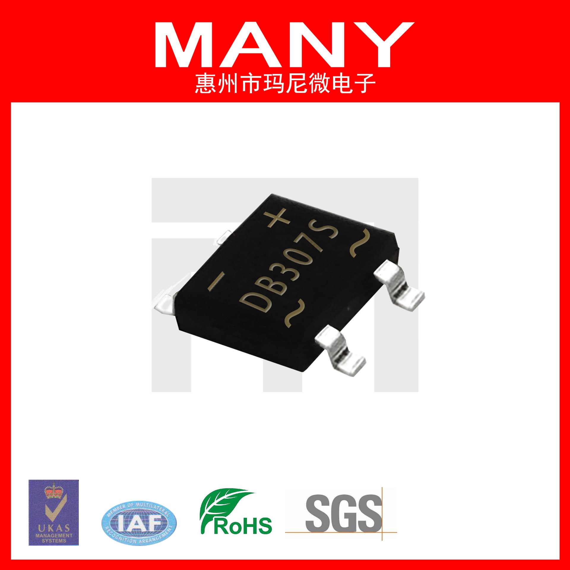 DB307S Rectifier 3A 1000V DBS Bridge Rectifier RoHS REACH Certified
