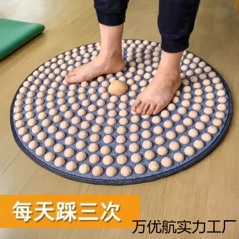 Acupressure Mat for Foot Reflexology, Indoor Meridian Massage Floor Mat, Traditional Chinese Medicine Wooden Foot Massager for Slow Jogging
