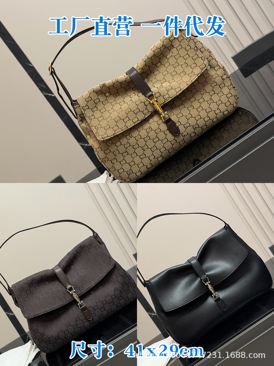 Large Jackie Lock Hardware Shoulder Bag G Brand Fashion Shoulder Bag Crossbody Bag Underarm Bag Genuine Leather Canvas Bag