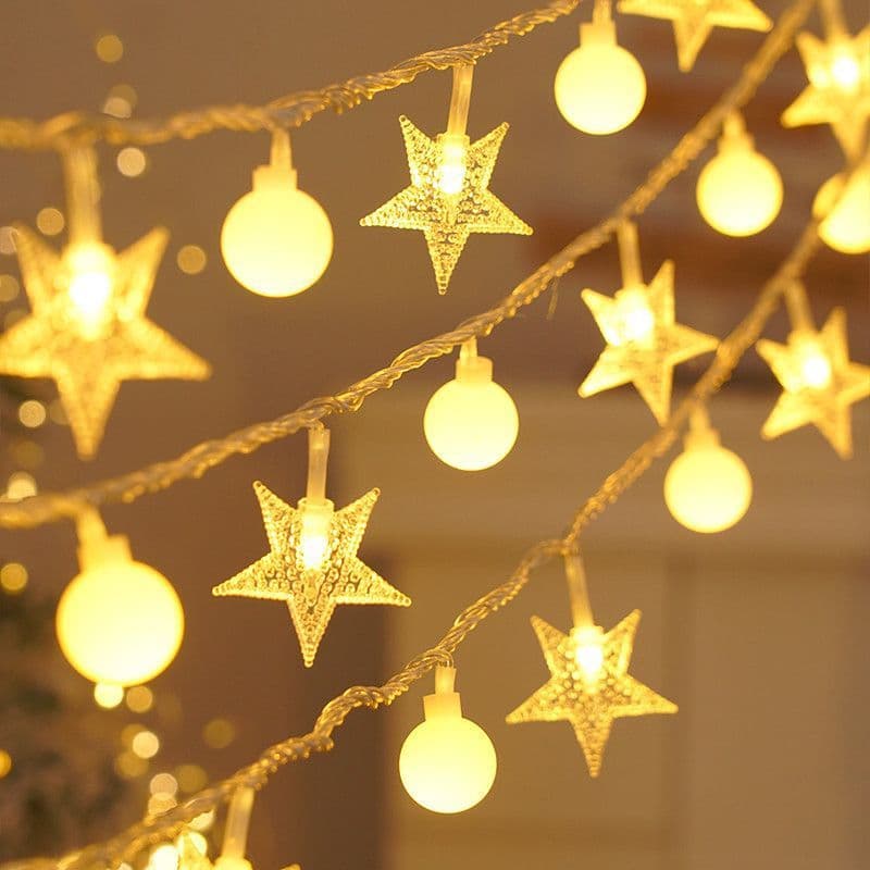 Star and Moon Decorative LED String Lights, Flashing Lights, Starry Sky Lights, Popular Room Decorations, Stall Atmosphere Lights