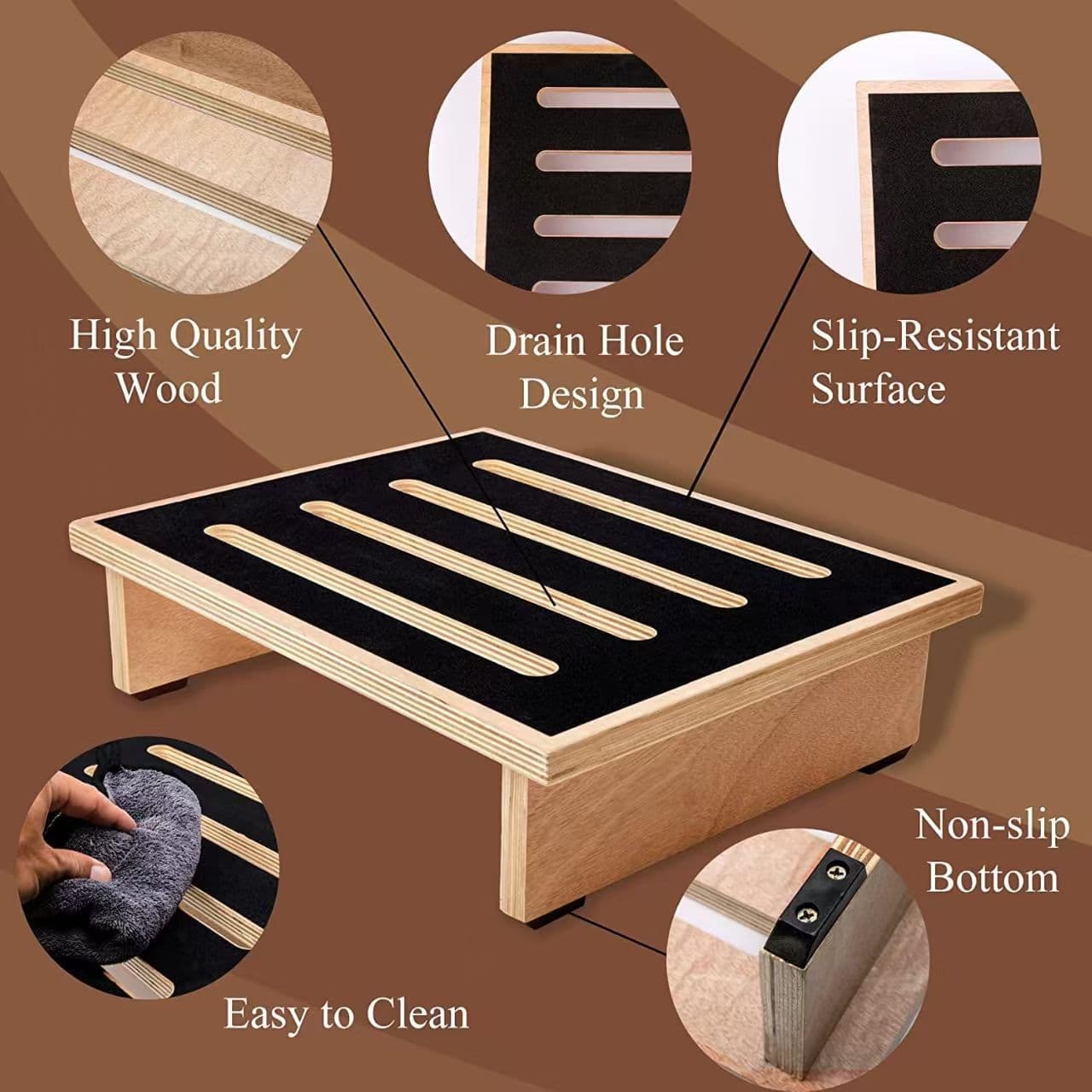 Cross-border wooden new bathroom stool household step stool wooden office foot stool children's height increasing stool
