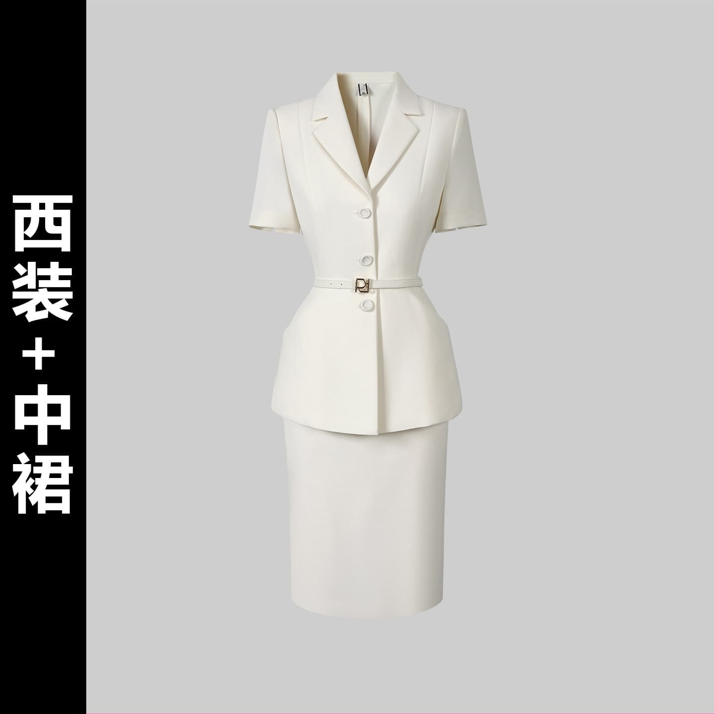 Summer professional women's suit skirt suit, fashionable and elegant thin short-sleeved workwear, sales assistant, receptionist uniform