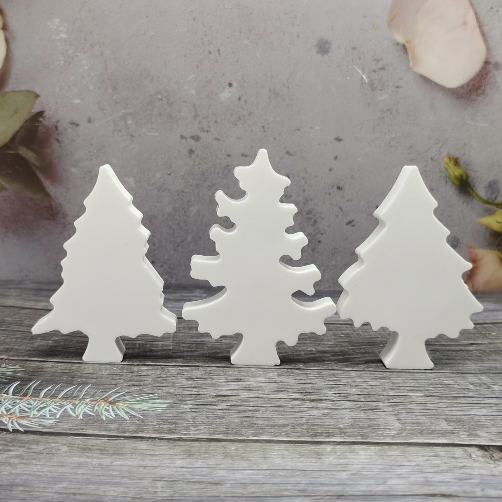 S2877 Forest Christmas Tree Figurine Decorative Cement Plaster Mold DIY Silicone Mold