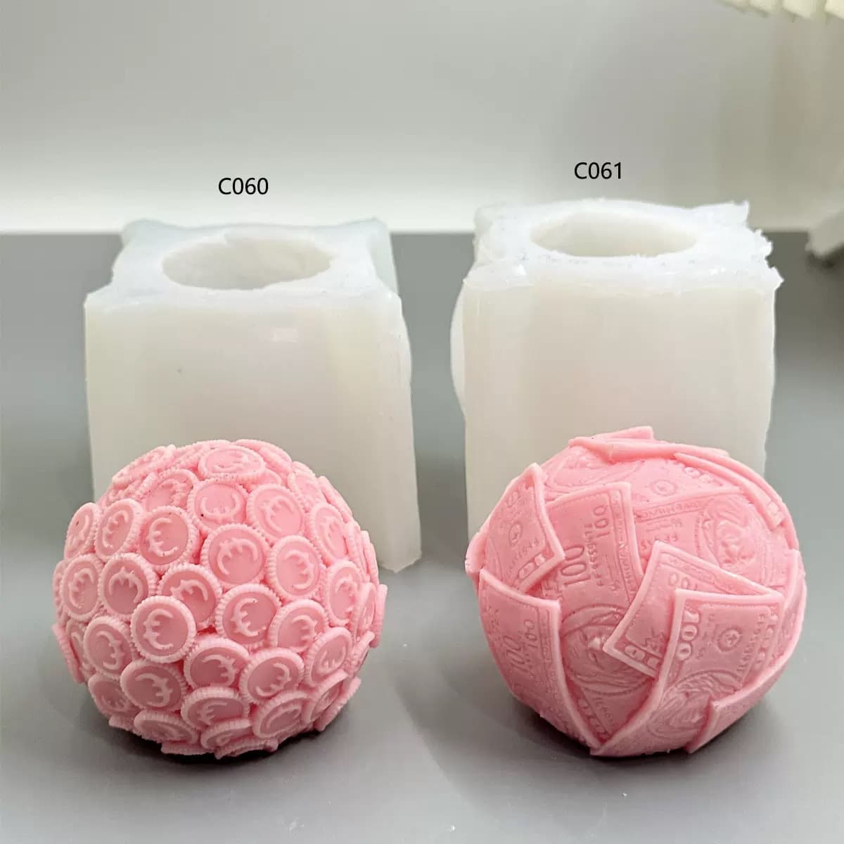 Money Symbol Round Ball Aromatherapy Candle Silicone Mold Handmade Soap Gypsum Ornament Silicone Mold