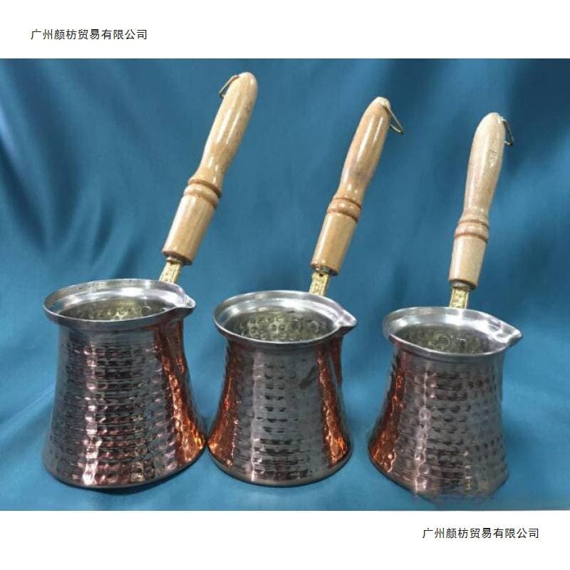 In-Stock Imported Turkish Coffee Pot, Thickened Version, Turkish Imported Handmade Wooden Handle Copper Coffee Pot