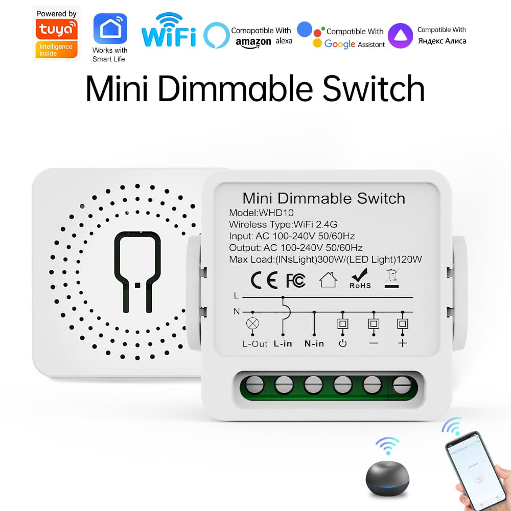 Graffiti Smart Dimmer Switch WiFi Mini Cassette On-Off Voice Timing Remote Control Dimming Controller