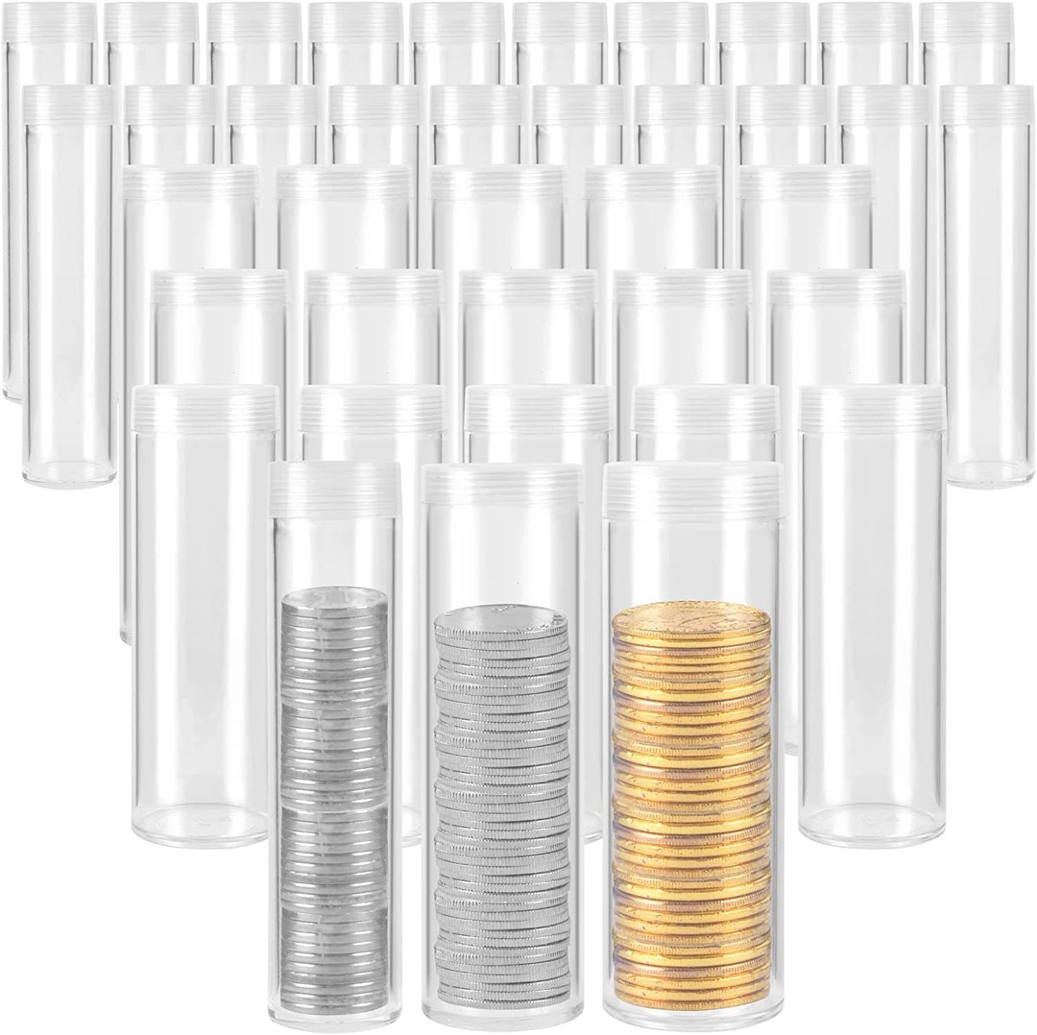 Coin Storage Tube Transparent Plastic Coin Tube Commemorative Coin Protection Tube Whole Roll Loose Coin Transparent Tube