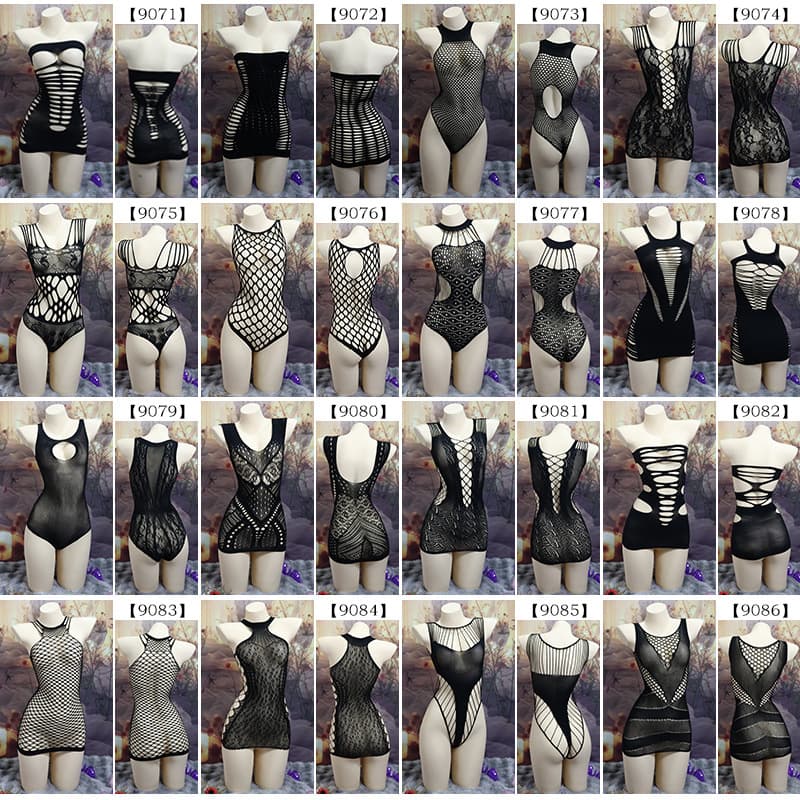 New Style Lingerie, European and American Foreign Trade Mesh Top Straps Bodysuit 3D Style Hollow-Out Mesh Socks, Large Size Sexy Set