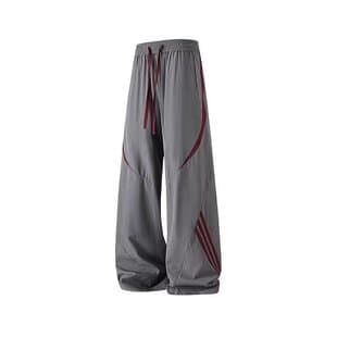 American Contrast Stripe Athletic Casual Pants for Men, Lightweight Ice Silk Quick-Dry Gym Pants, Cleanfit Straight Leg