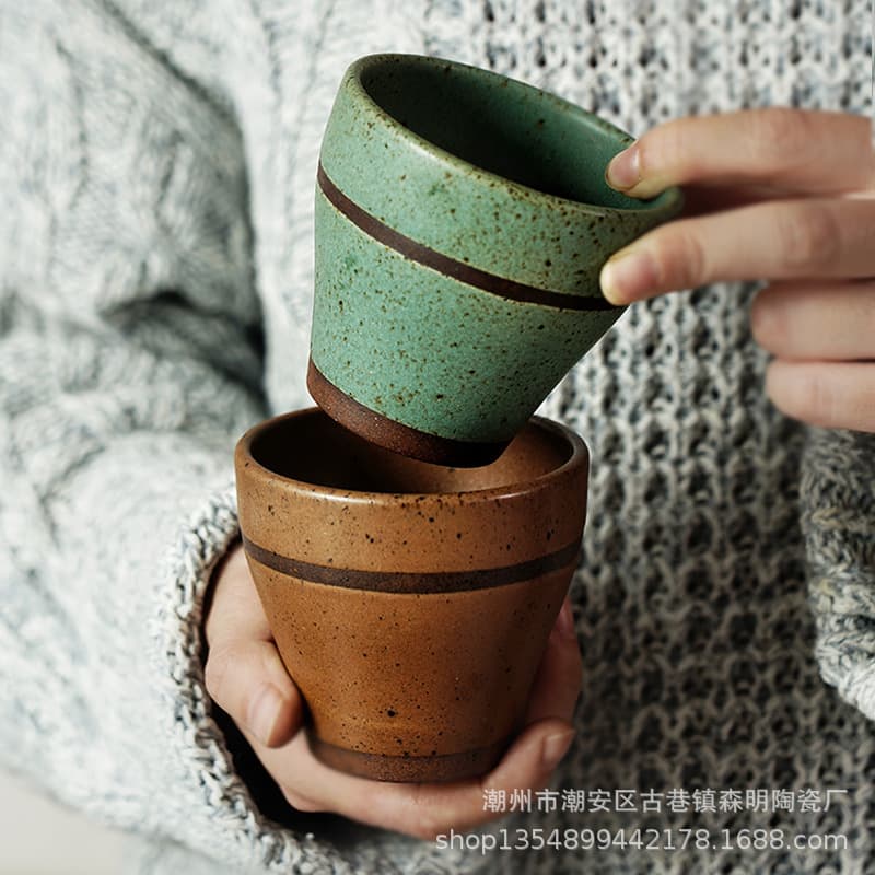 Japanese-style restaurant retro water cup office kung fu tea cup coffee cup home hand-painted stoneware cup