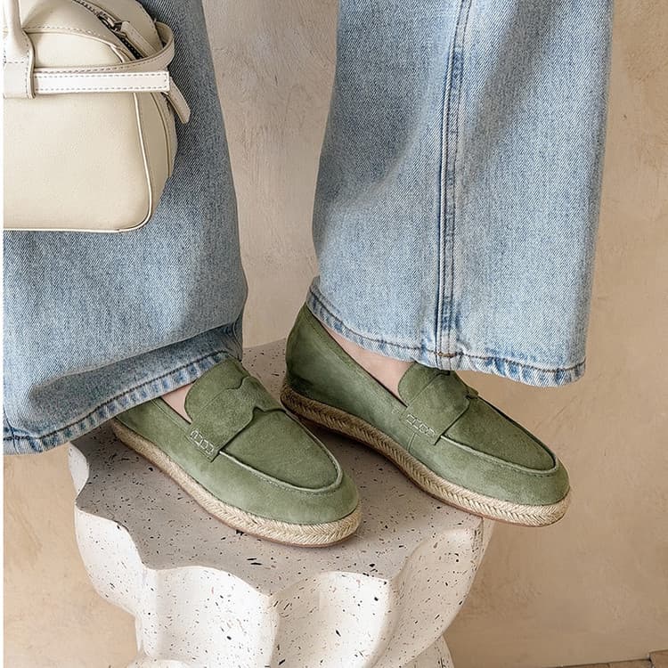 Relaxed Old Money Style Comfortable Genuine Leather Loafers for Women, Slip-On 2026 New Woven Fisherman Shoes, Flat Single Shoes