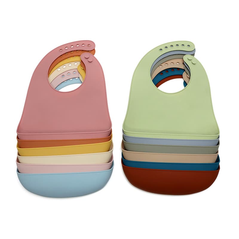 Cross-Border Baby Silicone Bib, 1-Year-Old Baby Ultra-Thin Silicone Drool Bib, Waterproof and Easy-to-Clean Children's Infant Feeding Bib