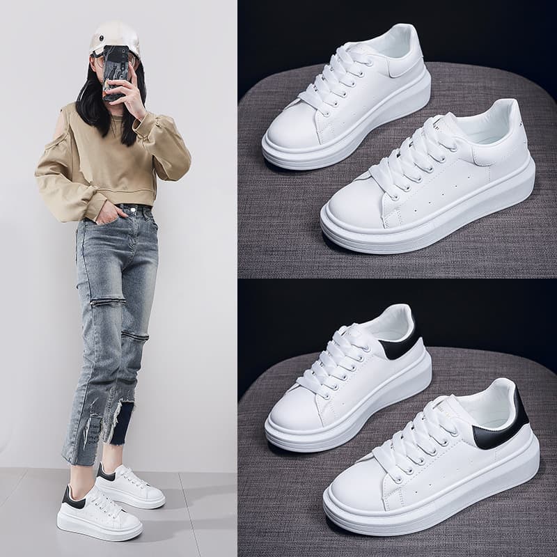 Women's white sneakers couple edition student Korean style 2024 spring/fall women's shoes platform sports shoes thick sole trendy sneakers