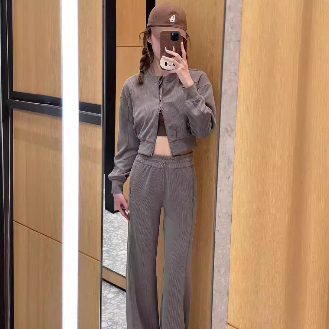 Lulu-style Softstreme Ribbed Loose Wide-Leg Pants for Women, Casual Pants That Make Legs Look Longer