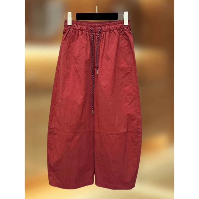 Plus-Size Ice Silk Quick-Dry Wide-Leg Pants for Women, Summer Thin Loose Slimming Casual Cropped Walking Sports Pants