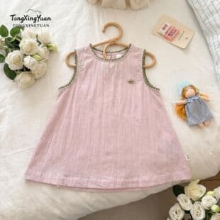 Girls 2026 Summer New Comfortable Simple Vest Princess Dress Baby Girl Sweet Casual Sleeveless Dress Trendy