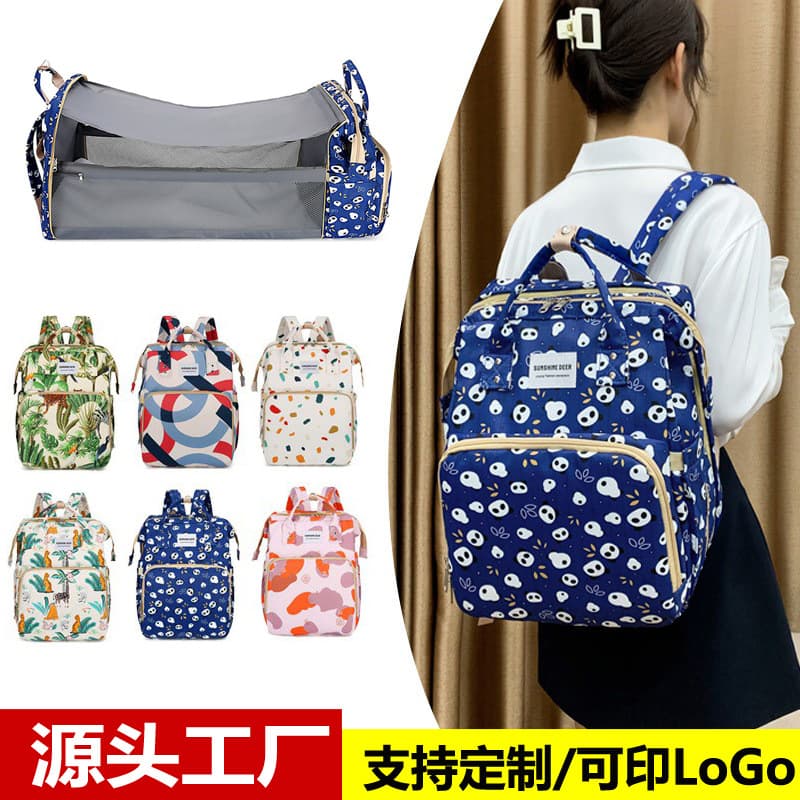 Custom Mom Bag LOGO Fashion Print Large Capacity Mother Bag Multifunctional Insulated Milk Storage Backpack Portable Bag