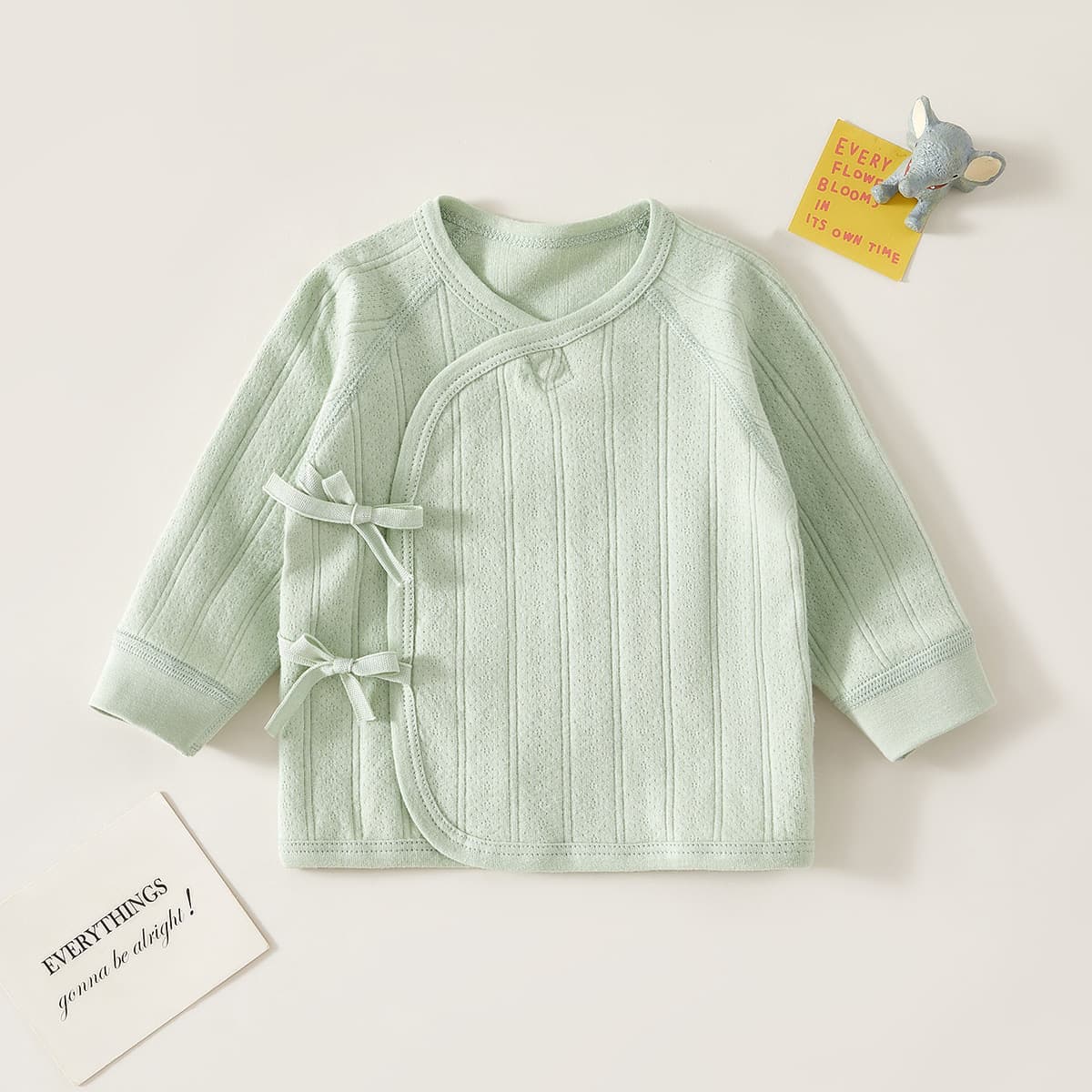 Newborn Pure Cotton Monk-Style Top, Thin Underwear for 0-3 Month Old Babies, Spring and Autumn Infant Clothing
