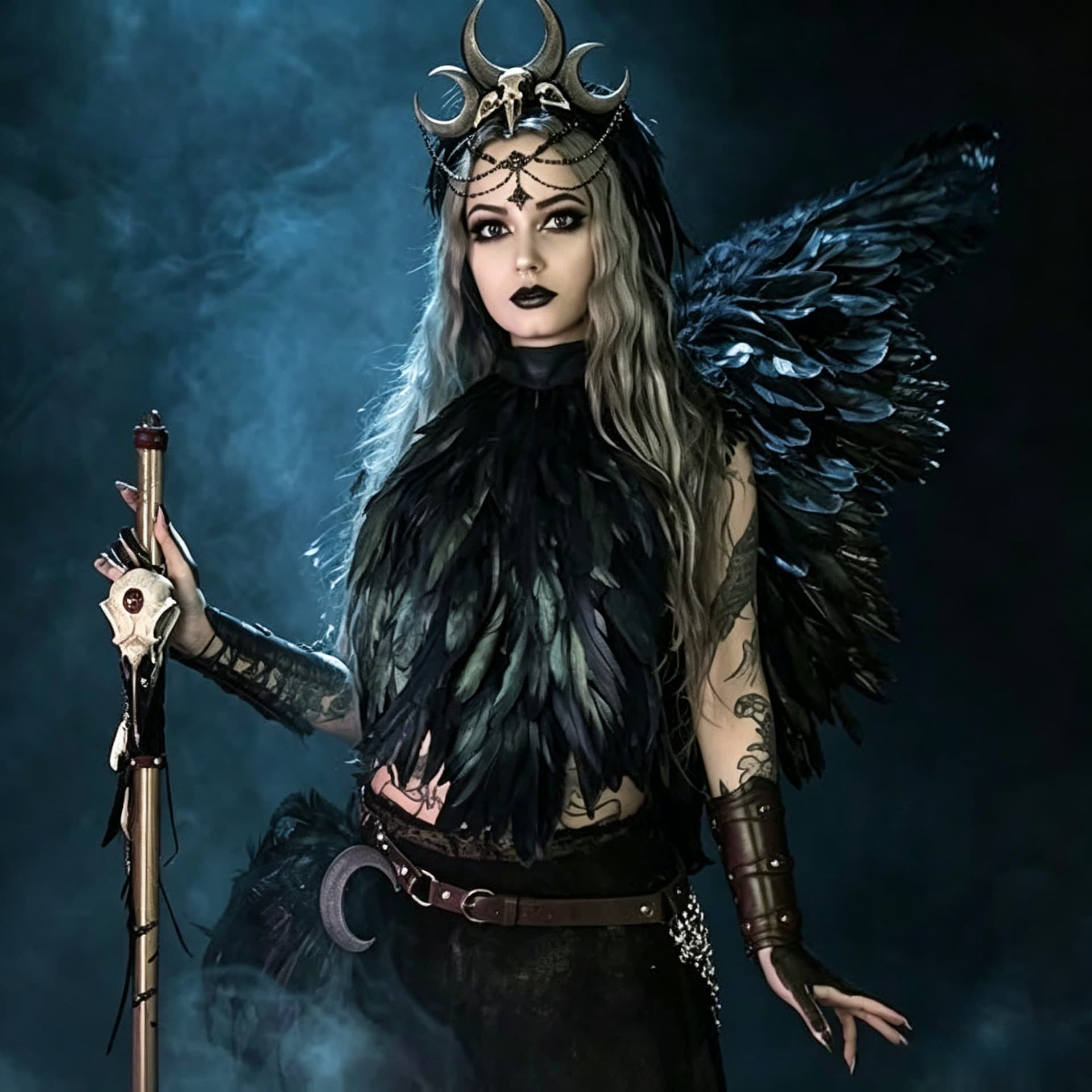 Iridescent Feather Bustier Gothic Punk Cape Halloween Witch Cosplay Demon Feather Bolero Cross-Border Wholesale