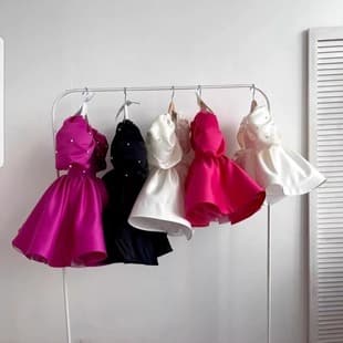 2026 New Flower Girl Satin Dress Birthday Party Children's Model Runway Piano Performance Tutu Dress Wholesale