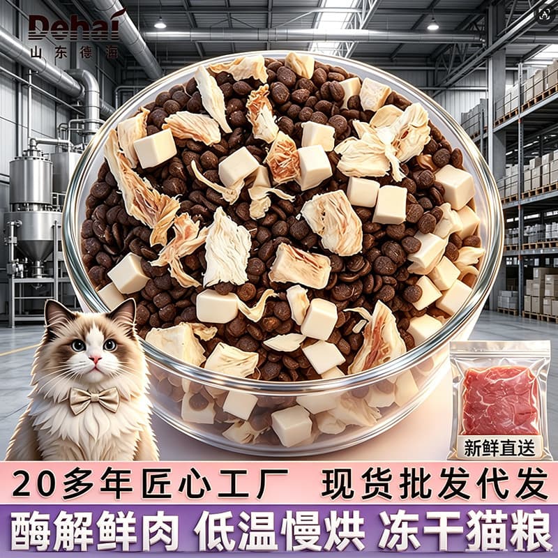 Cat food for kittens and adult cats, baked fresh meat cat food, complete and balanced all-life-stage grain-free 10kg wholesale freeze-dried cat food