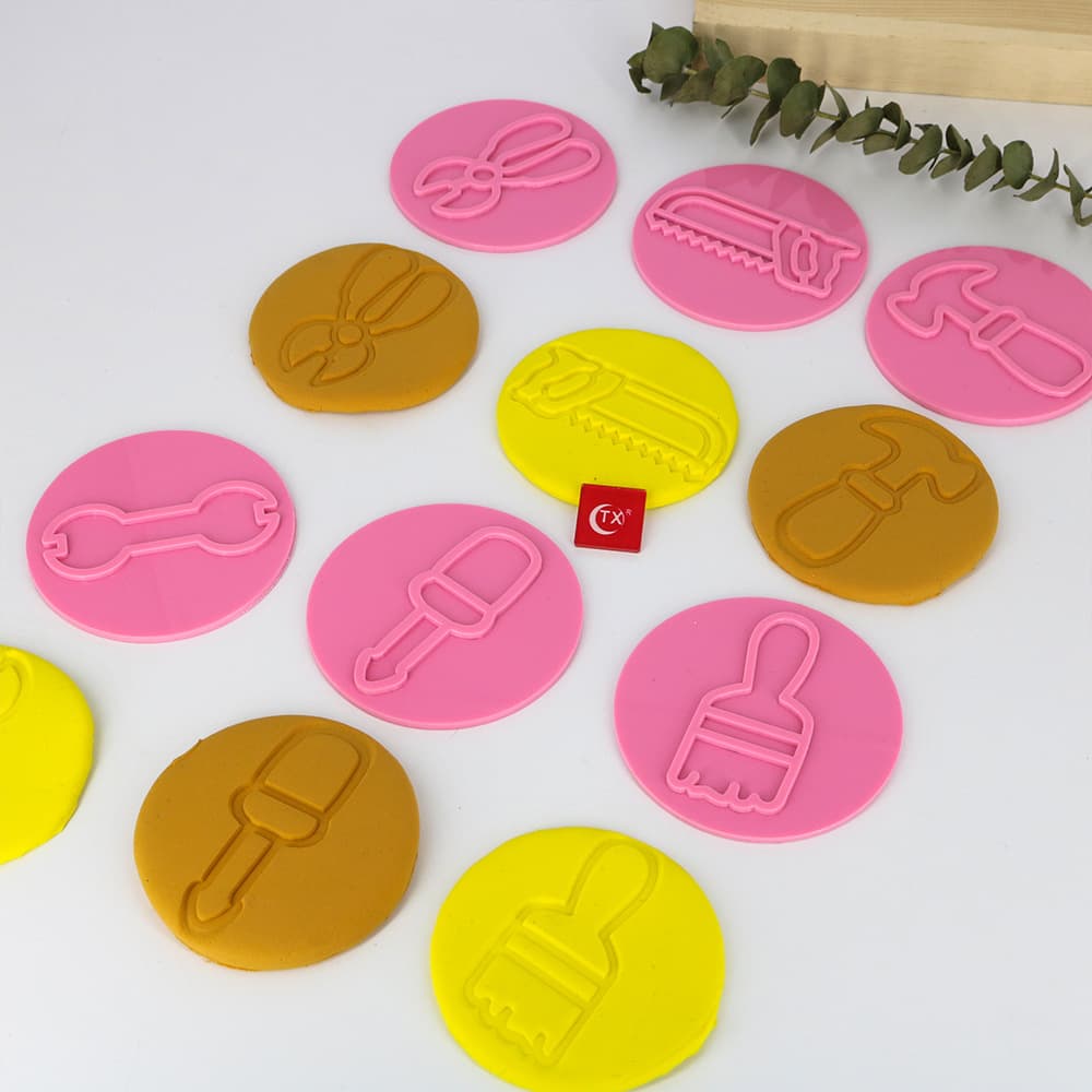 Acrylic Father's Day Cookie Stamp Saw Hammer Fondant Embossing Mold Home Creative Cookie Cutter